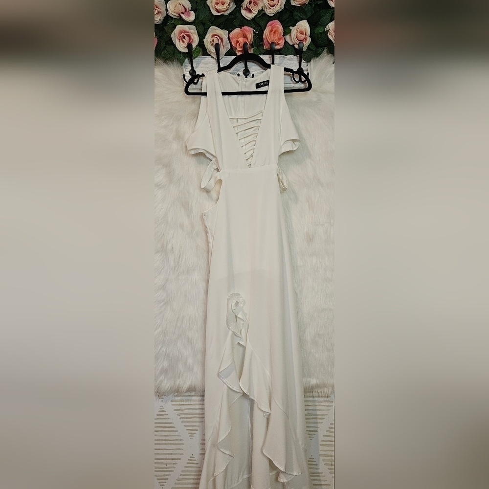 ChicMe Flamenco Longline Cutout Dove Maxi Dress